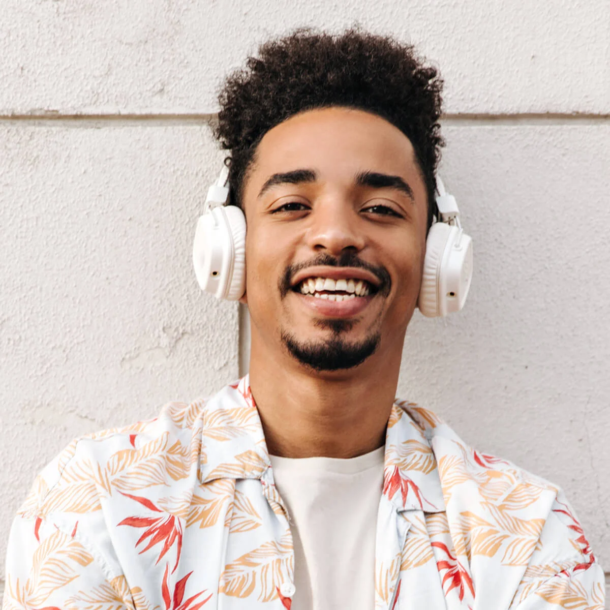 Male wearing headphones