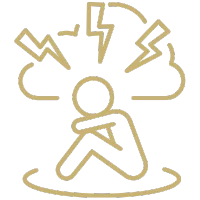 Person overwhelmed by stress and anxiety icon.