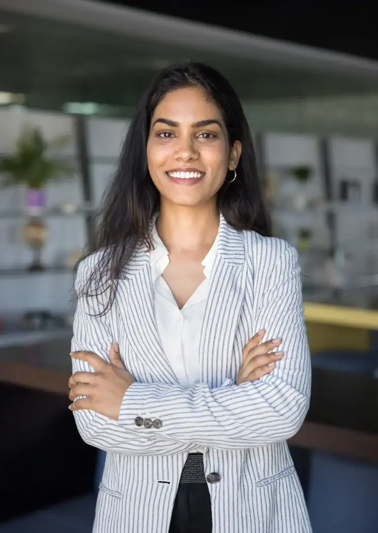 Care team member smiling in an office environment