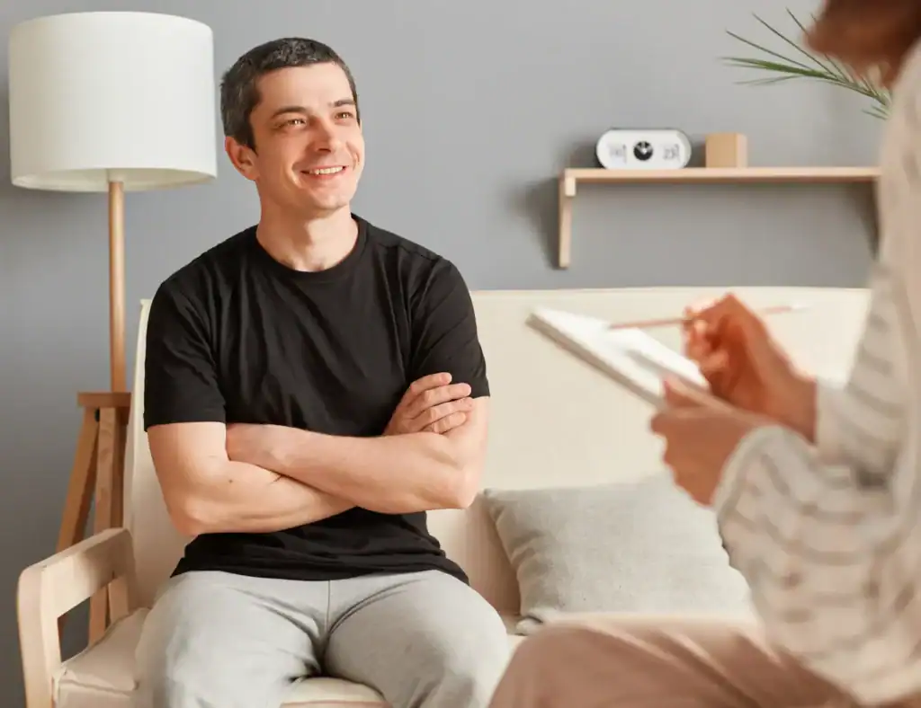 Individual therapy session with a client engaged in conversation